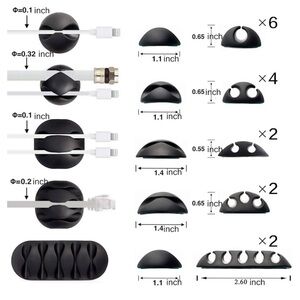 Cable Clips Management, 16 Pack Black Self Adhesive Cord Holder